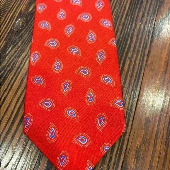 Robert Jensen Hand Sewn 100% Silk Men’s Designer Neck Tie Made In Italy Red - Picture 3 of 7